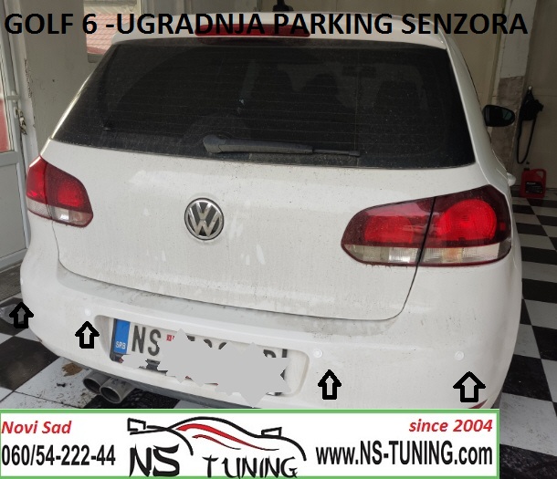 vw golf 6 tdi gti ugradnja parking senzora sa ekranom i zvucno bela boja novi sad ns tuning